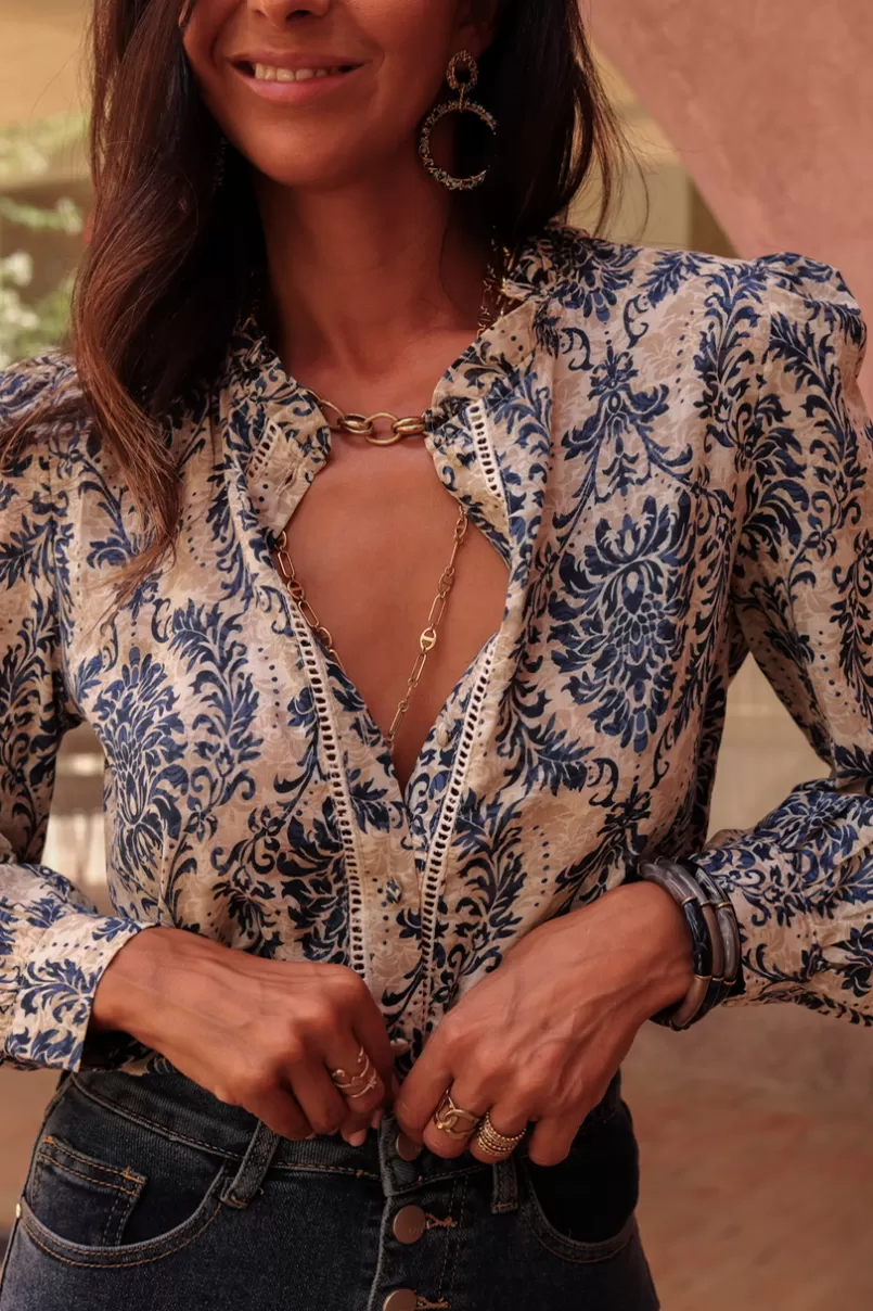 Intemporel Shop Blouse Caitlin bleue Outlet