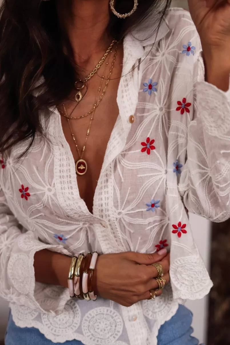Intemporel Shop Blouse Loréna à fleurs brodées Cheap