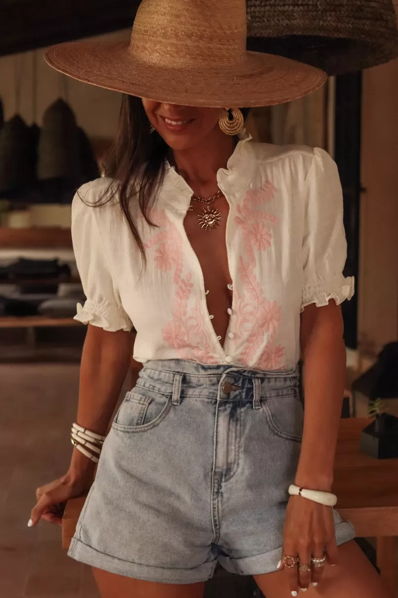 Intemporel Shop Blouse Monica rose manches courtes Fashion