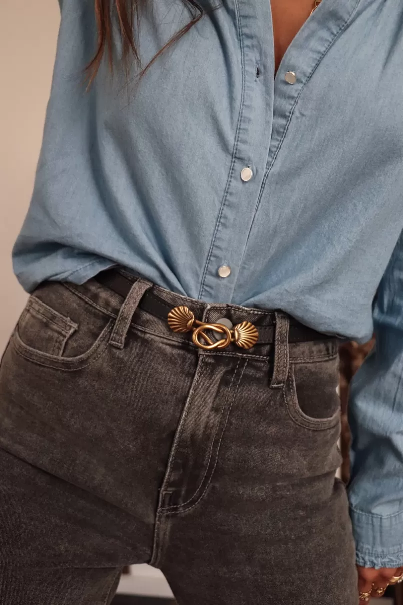 Intemporel Shop Ceinture Talie en cuir noire Hot