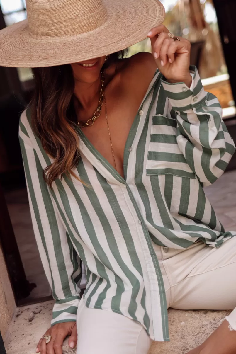 Intemporel Shop Chemise Côme à rayures vertes Hot