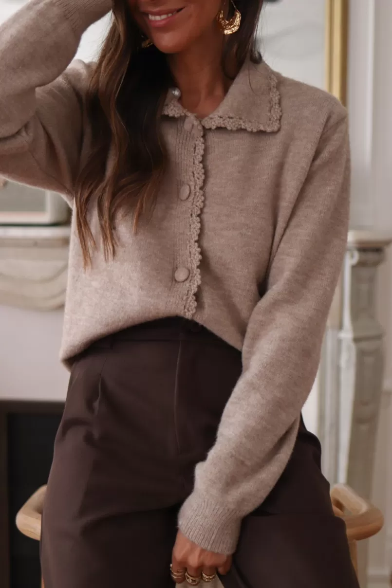 Intemporel Shop Gilet Camille taupe Sale