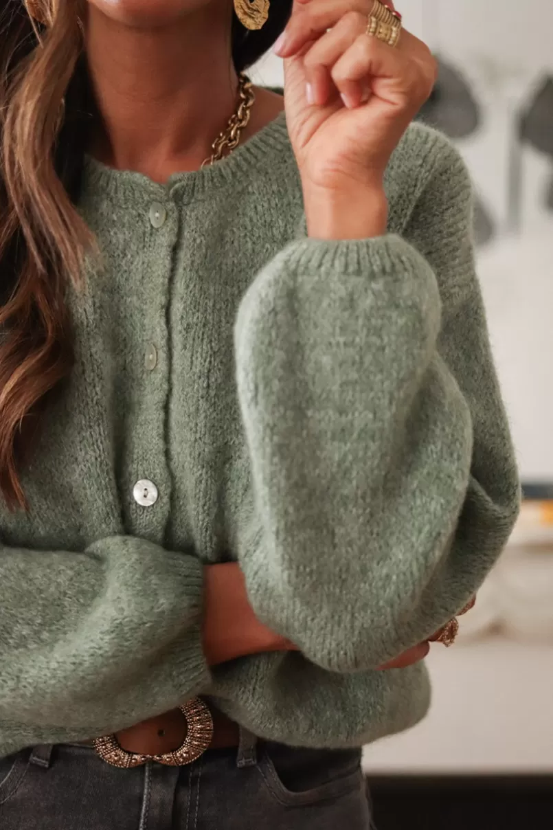 Intemporel Shop Gilet Elena vert Sale