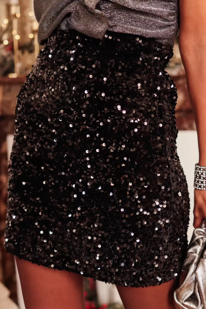 Intemporel Shop Jupe à sequins Baila noire Flash Sale