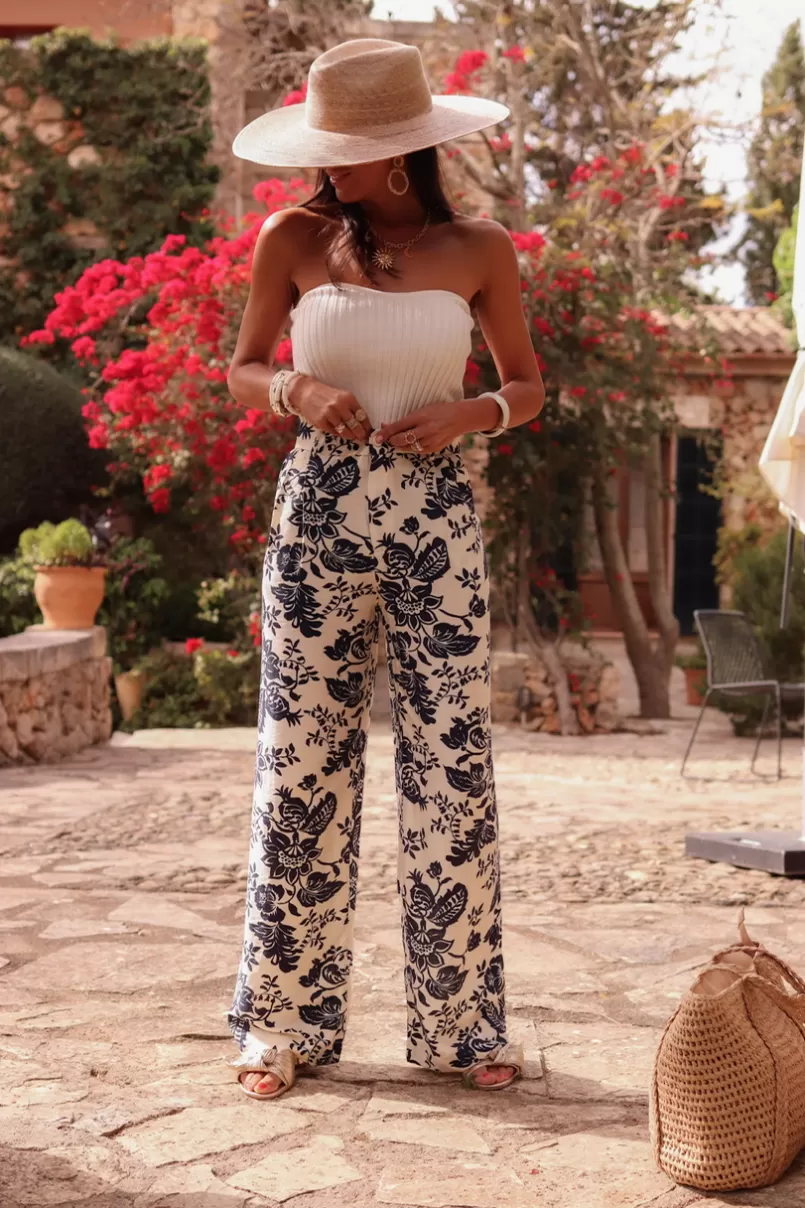 Intemporel Shop Pantalon Mirane ecru et bleu marine Cheap
