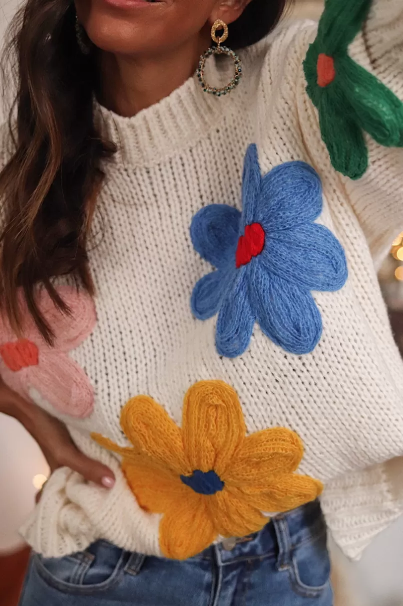 Intemporel Shop Pull Maja écru à fleurs Shop