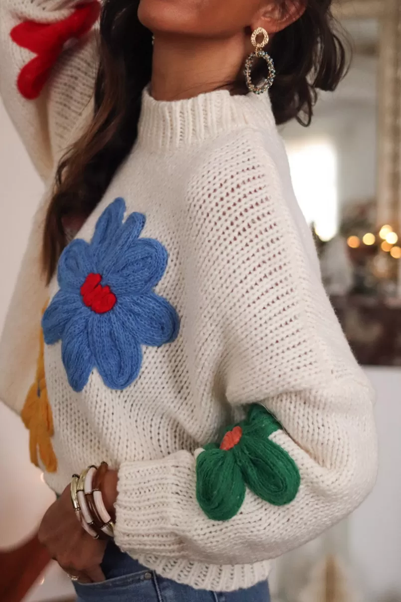 Intemporel Shop Pull Maja écru à fleurs Shop