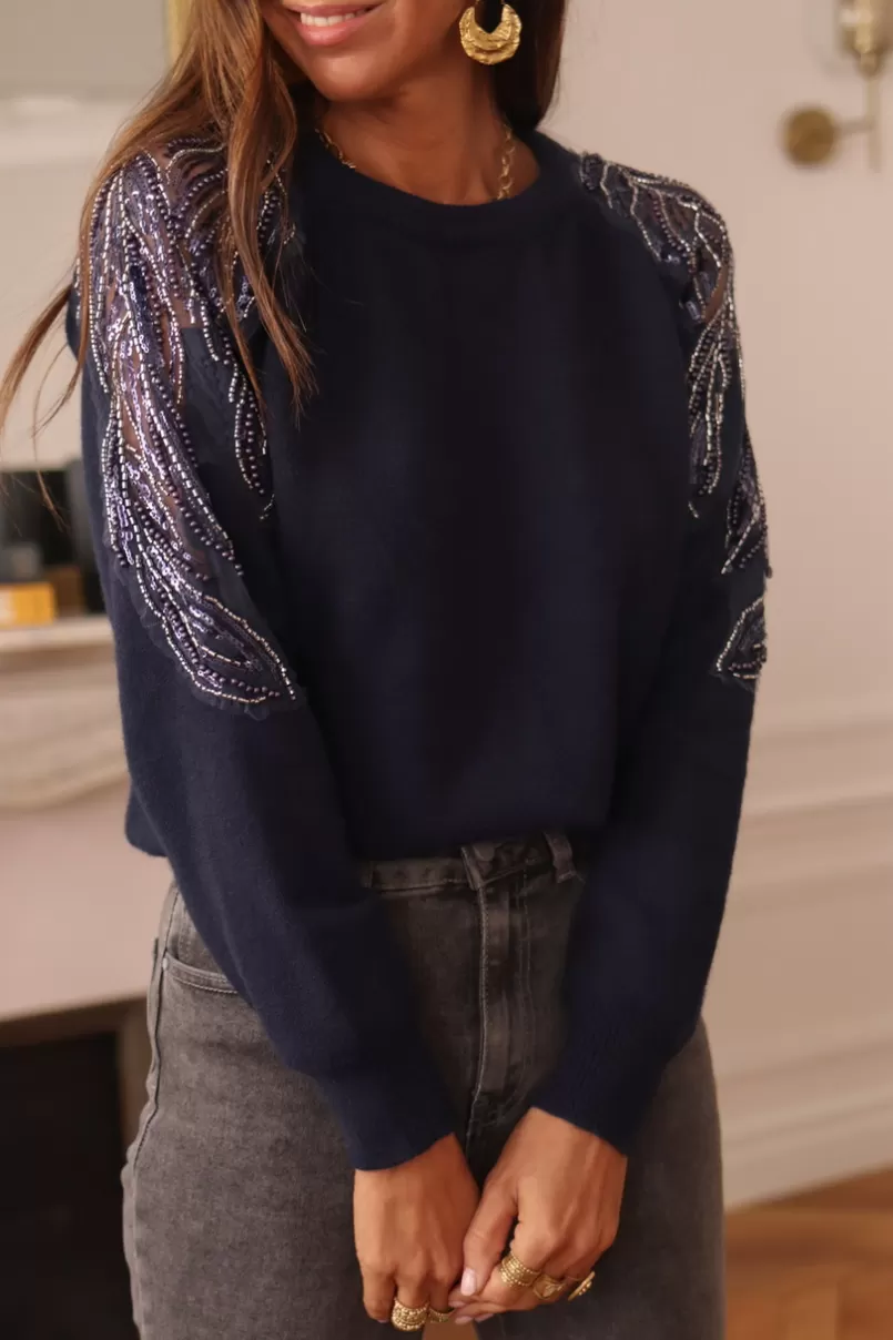 Intemporel Shop Pull Orane bleu marine Fashion