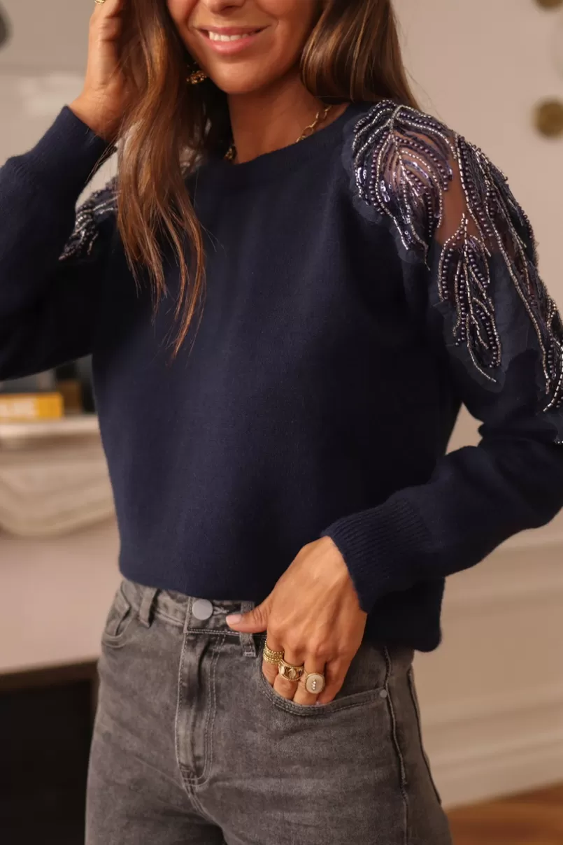 Intemporel Shop Pull Orane bleu marine Fashion