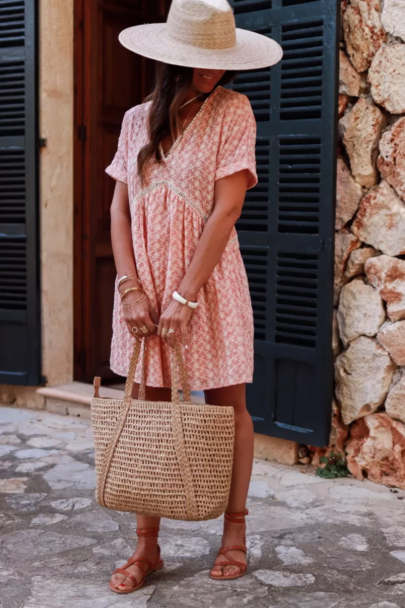 Intemporel Shop Robe Flavia rose brodée Online