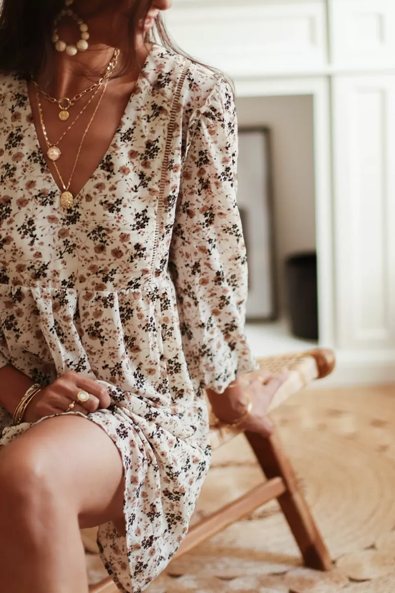 Intemporel Shop Robe Théa beige à fleurs Sale