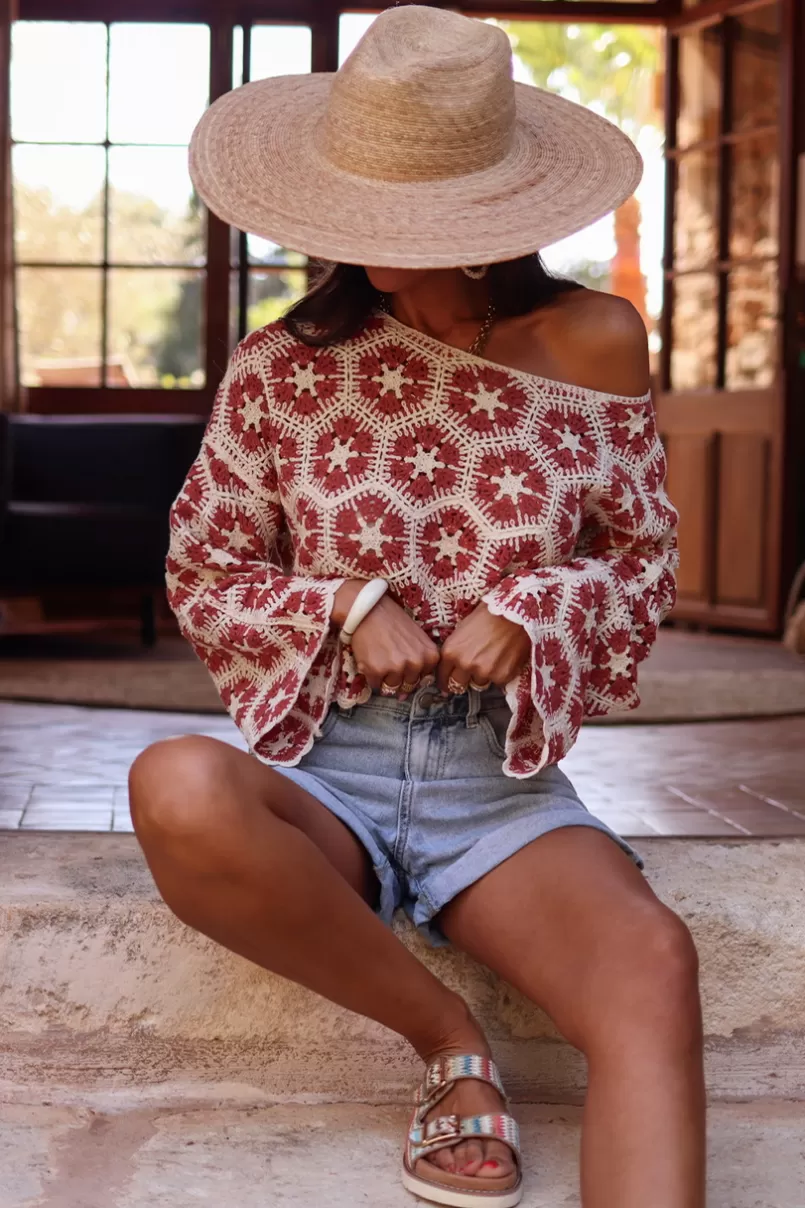 Intemporel Shop Top Charlotte macramé terracotta Shop