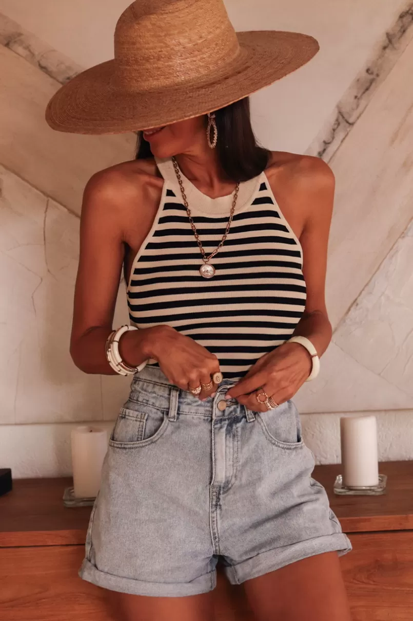 Intemporel Shop Top Jill beige et noir Cheap