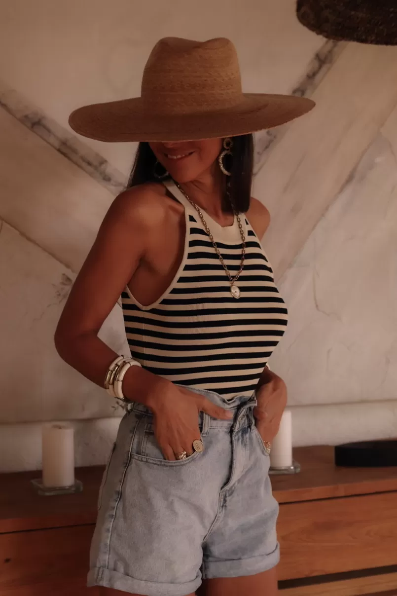 Intemporel Shop Top Jill beige et noir Cheap